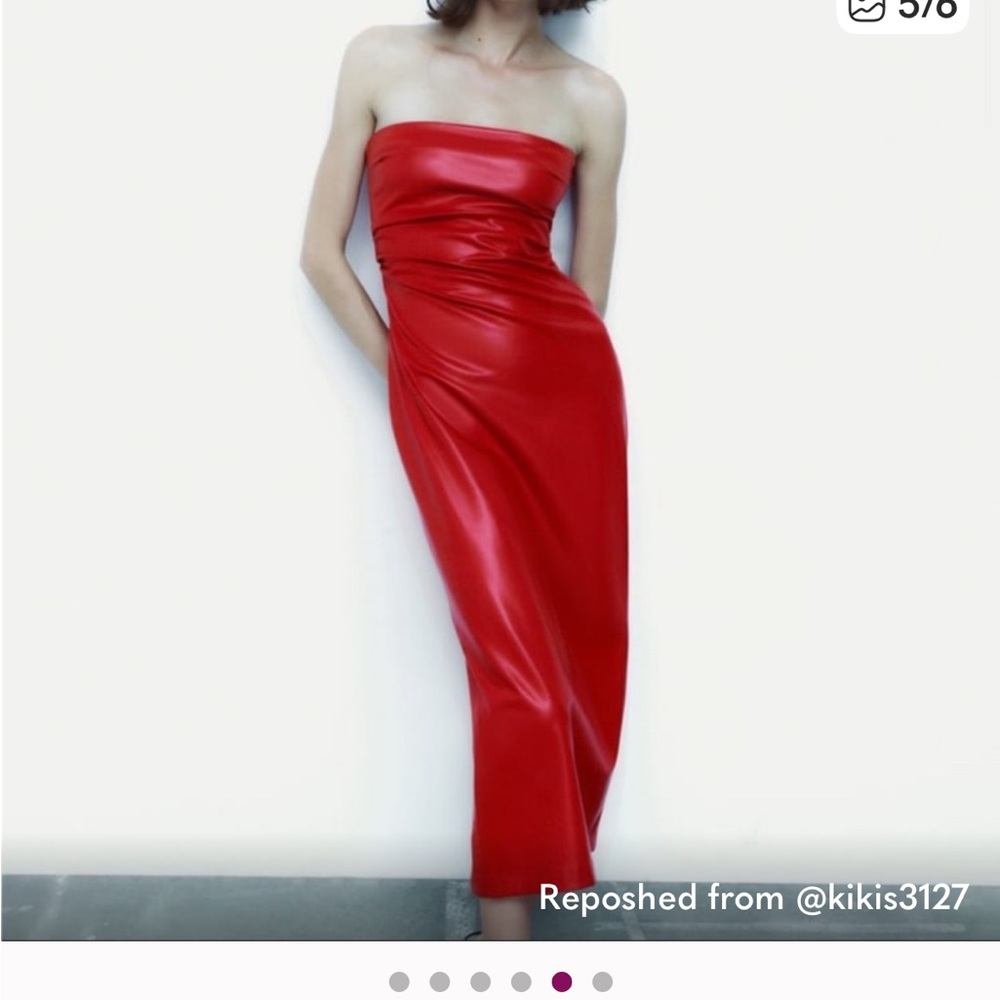 Zara Faux Leather Red Midi
Dress.